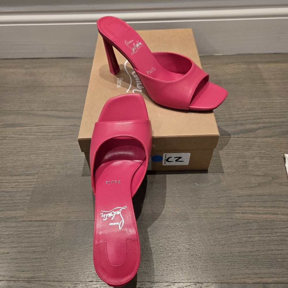 $895 Christian Louboutin Condora 85mm Leather Mule Sandal Pink EU 39 US 9 BNIB - Picture 11 of 12